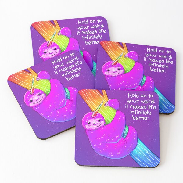 Item preview, "Hold on to Your Weird" Rainbow Slothicorn designed and sold by thelatestkate.