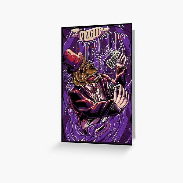 red bear plays circus magician Greeting Card