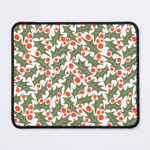 Item preview, Holly Berry Leaves Christmas Holiday Tossed Print Red Green White Leaf Berries designed and sold by victoriabdesign.