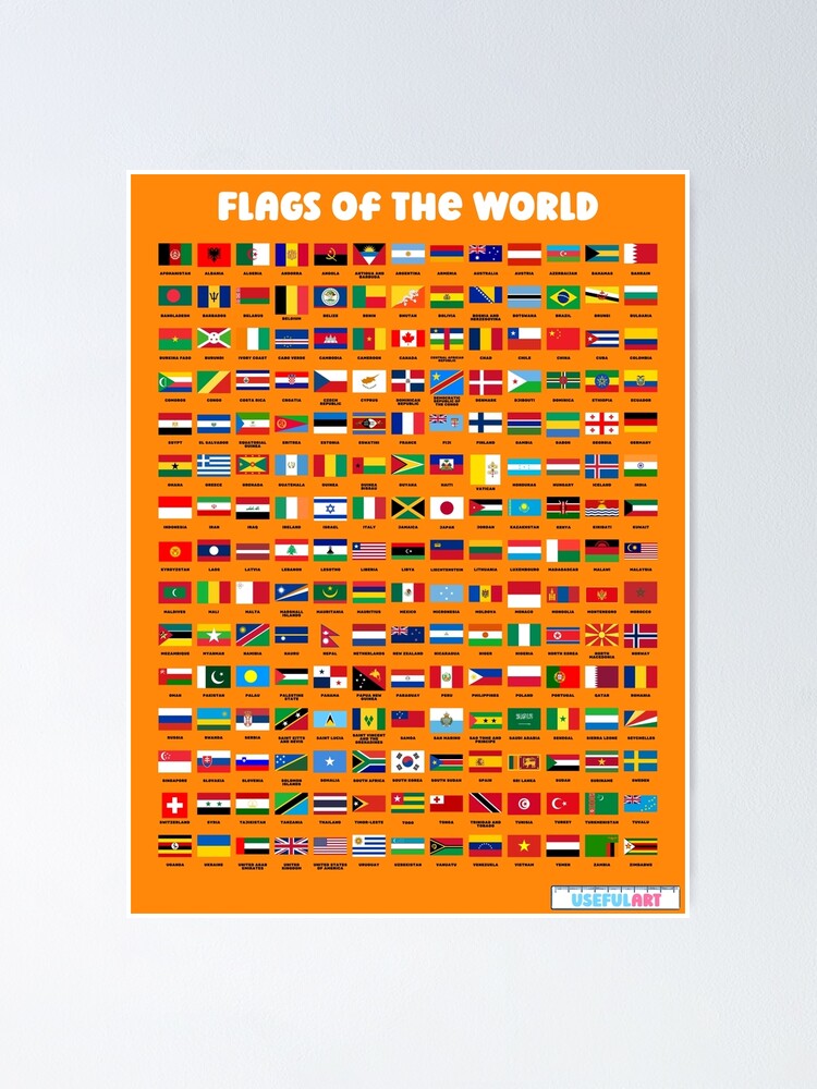 "Flags Of The World With Names " Poster for Sale by
