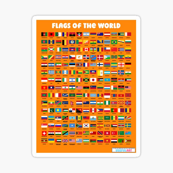 "Flags Of The World With Names " Sticker for Sale by