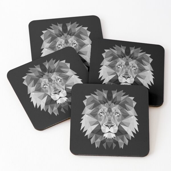 Item preview, Geometric Monochrome Black and White Lion designed and sold by MyArt23.