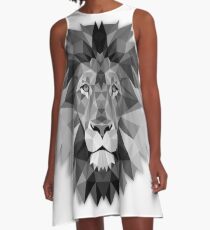 Geometrischer einfarbiger Schwarzweiss-Löwe A-Linien Kleid
