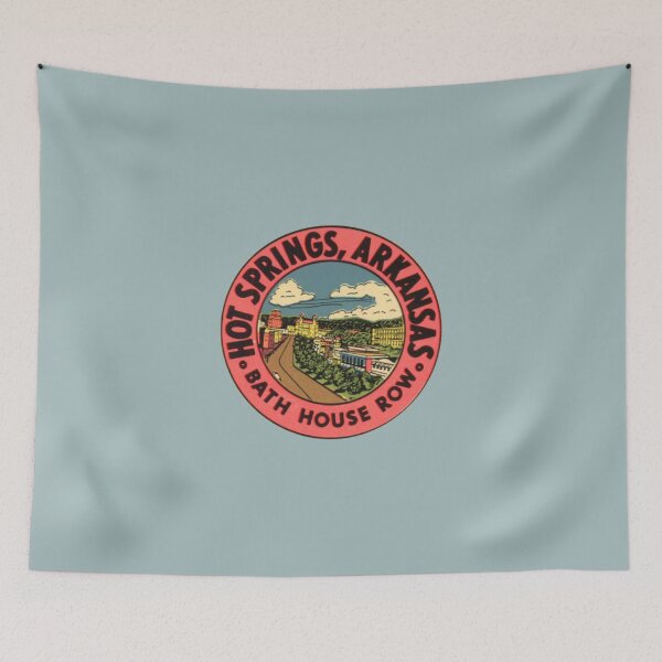 Item preview, Hot Springs National Park - Bath House Row - Vintage Travel Decal Arkansas, USA designed and sold by MeLikeyTees.