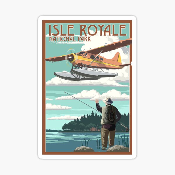 Vista previa del artículo con la obra «Calcomanía de viaje Isle Royale National Park Michigan USA», diseñado y vendido por MeLikeyTees.