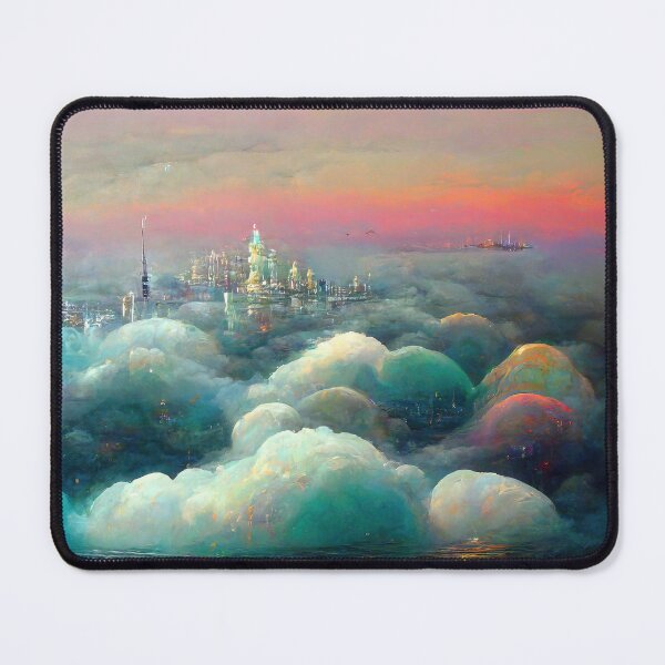 Item preview, City Hidden in Cotton Candy Clouds Abstract AI Generated Art designed and sold by MeAI-Art.