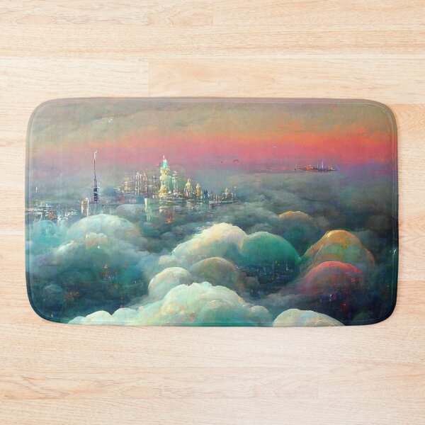 Item preview, City Hidden in Cotton Candy Clouds Abstract AI Generated Art designed and sold by MeAI-Art.