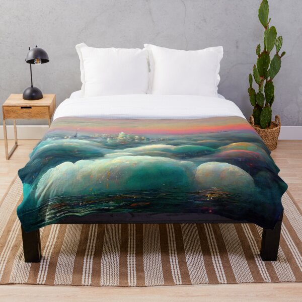 Item preview, City Hidden in Cotton Candy Clouds Abstract AI Generated Art designed and sold by MeAI-Art.
