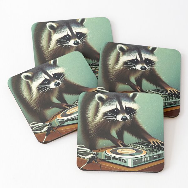 Item preview, Raccoon DJ Retro Vintage Style From AI Generated Artwork designed and sold by RaccoonUprising.