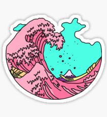 Japanese pastel kawaii Kanagawa anime meme surf beach wave Sticker
