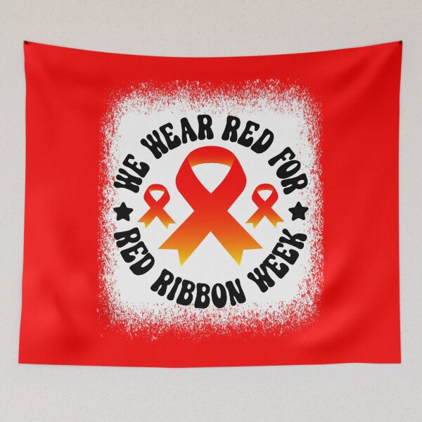 Item preview, We Wear Red For Red Ribbon Week Awareness Bleached T-shirt designed and sold by KGN  CREATIVITY.