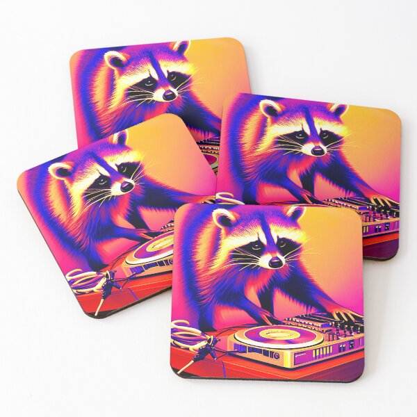 Item preview, Raccoon DJ Colorful Abstract Style Art From AI Generated Artwork designed and sold by RaccoonUprising.