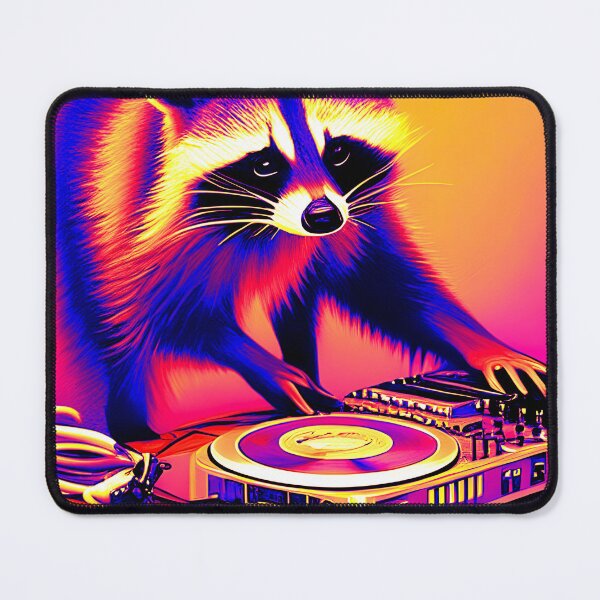Item preview, Raccoon DJ Colorful Abstract Style Art From AI Generated Artwork designed and sold by RaccoonUprising.