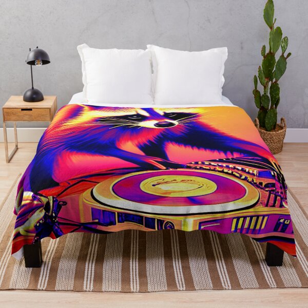 Item preview, Raccoon DJ Colorful Abstract Style Art From AI Generated Artwork designed and sold by RaccoonUprising.