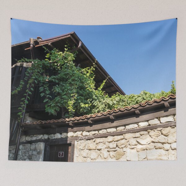 Item preview, Number Seven - Traditional Sozopol Wooden House Behind Huge Stone Wall designed and sold by Georgia Mizuleva.