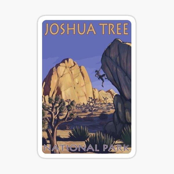Artikel-Vorschau von Joshua Tree Nationalpark Kletterer Reise Aufkleber Kalifornien, designt und verkauft von MeLikeyTees.