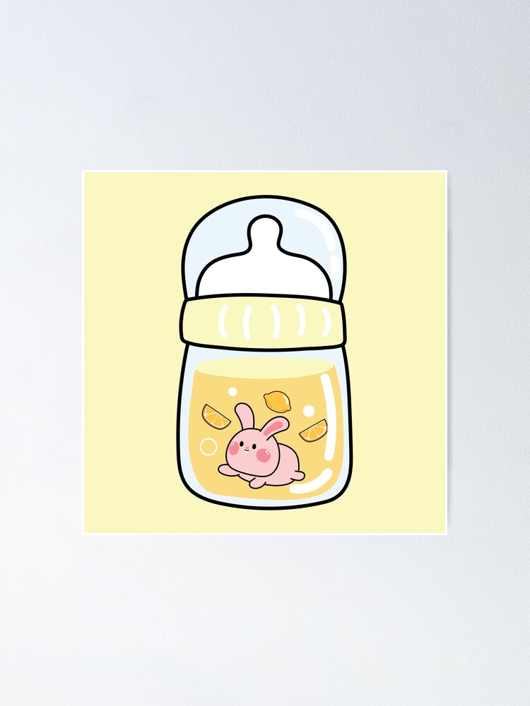 Cute rabbit stay in baby milk bottle .Kawaii. Cute rabbit stay in baby milk bottle .Kawaii.