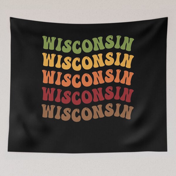 Item preview, Wisconsin Retro Vintage Groovy Wavy Text Classic designed and sold by CoolCreative.