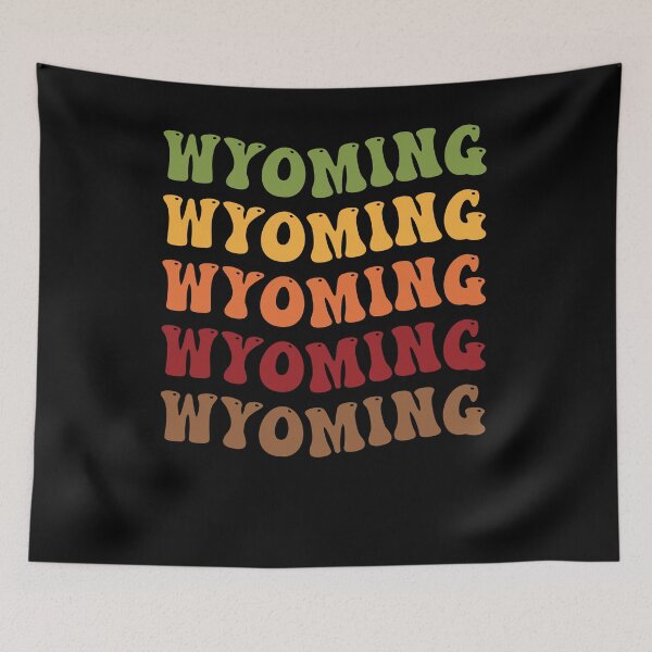 Item preview, Wyoming Retro Vintage Groovy Wavy Text Classic designed and sold by CoolCreative.