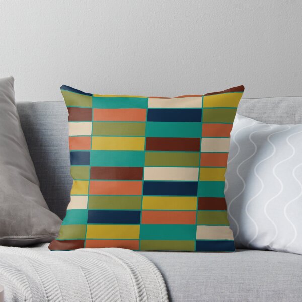 Item preview, Mid Mod Blocks  - Mid-century Modern Geometric Retro Checked Pattern in Olive, Mustard, Teal, and Orange designed and sold by kierkegaard.