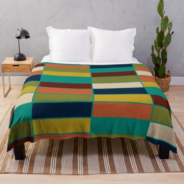Item preview, Mid Mod Blocks  - Mid-century Modern Geometric Retro Checked Pattern in Olive, Mustard, Teal, and Orange designed and sold by kierkegaard.