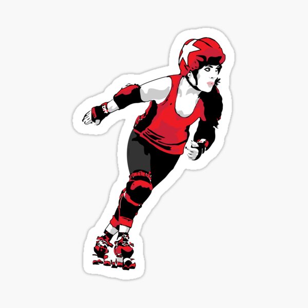 Roller Derby Girl Skating Red Roller Derby Sticker For Sale By Sethbranch Redbubble 