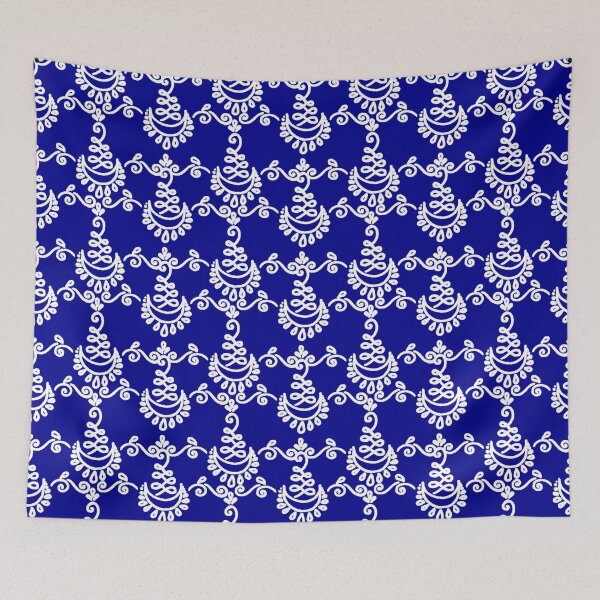 Item preview, Unalome - Sacred Buddhist Ornament - Enlightenment of the Life Path - Oriental Soft Line Art - Dark Blue White designed and sold by GrandTartaria.
