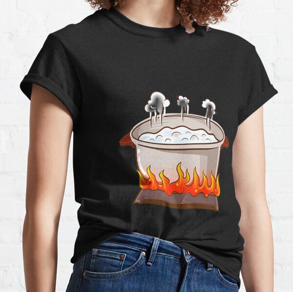 Premium Vector  Boiling water in red pot cooking pan on stove with water  and steam vector illustration