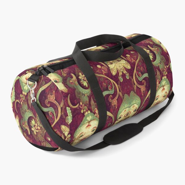 Item preview, Kitten Cat Sage Green Dream on Burgundy Red Floral Motif designed and sold by MysticAlgorithm.