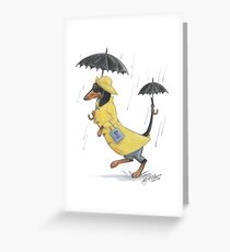 Rainy Day Dachshund Greeting Card
