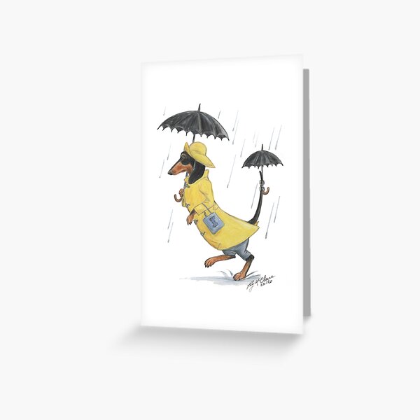 Rainy Day Dachshund Greeting Card
