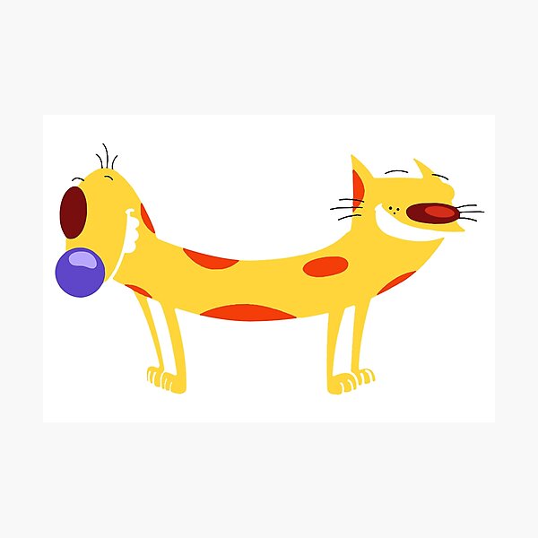 Impression Photo Catdog Chien Chat De Dessin Anime Drole Moutarde Jaune Animal De Compagnie Stupide Par Canispicta Redbubble