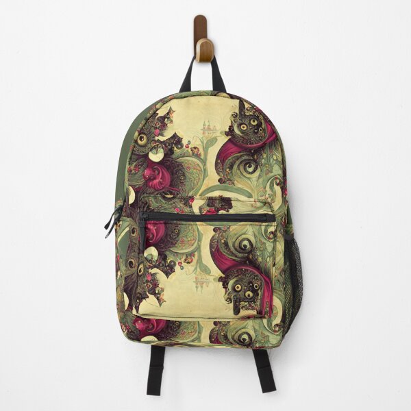 Item preview, Victorian Burgundy Red Floral Motif with Brown Coffee Owl Eyes on Sage Green Parchment designed and sold by MysticAlgorithm.