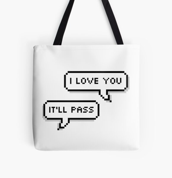 Vista previa del artículo con la obra «'Te amo' 'pasará'-bolsa de pulgas», diseñado y vendido por lucreziatrebbi.