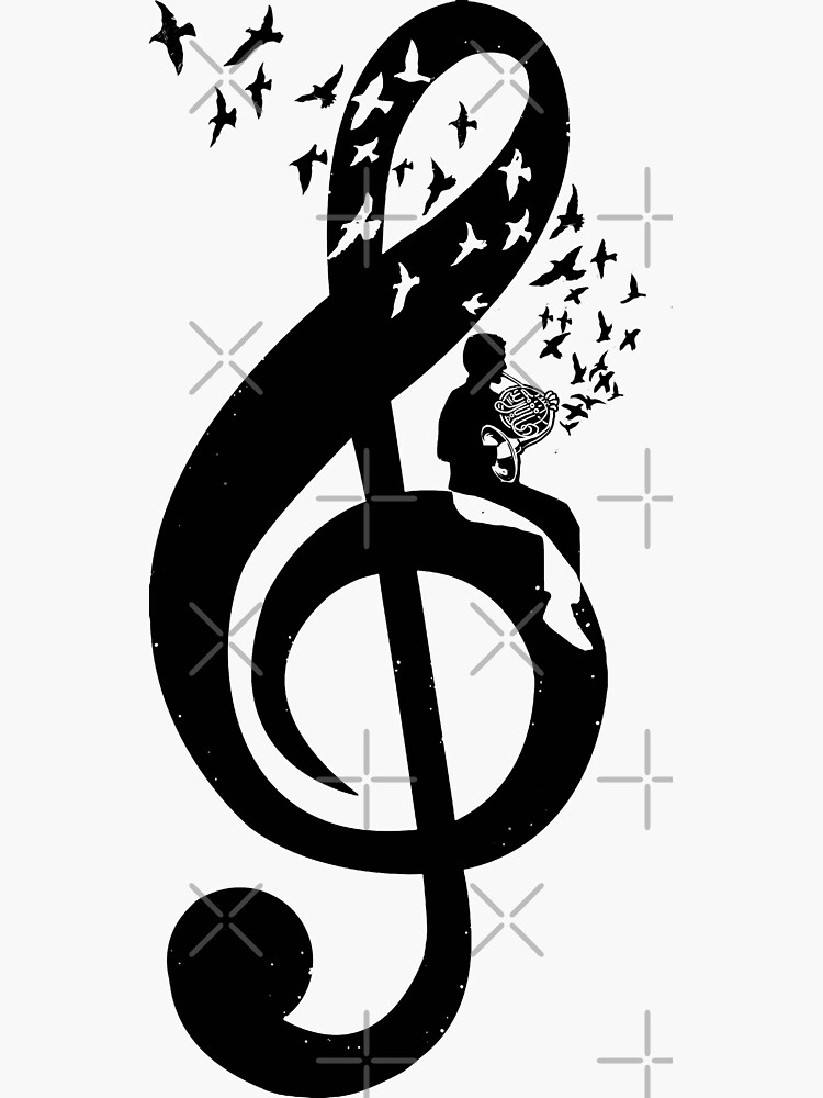 "Treble Clef French Horn" Sticker for Sale by barmalisiRTB Redbubble