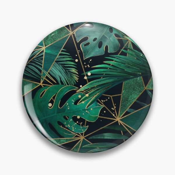 Item preview, Tropical palm leaves with geometrics and golden splashes designed and sold by ringele.