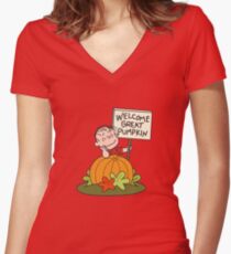 Welcome Great Pumpkin Women's Fitted V-Neck T-Shirt