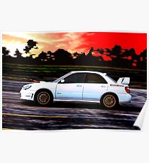 Subaru STi Racing at Sunset Poster