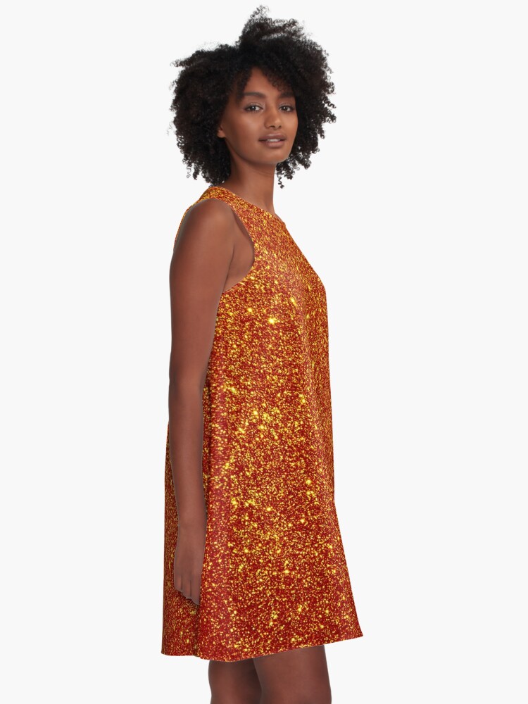 orange glitter dress