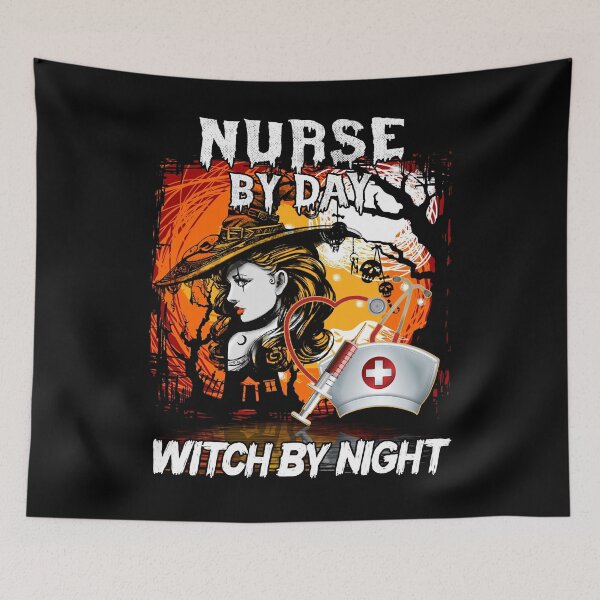 Item preview, Nurse By Day Witch By Night halloween scary pumpkin funny cute vintage designed and sold by beckadamr.