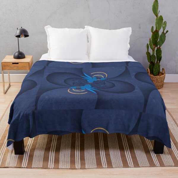 Item preview, ink-blot cartoon doodle butterfly style design in cobalt and bright blue designed and sold by mister-john.