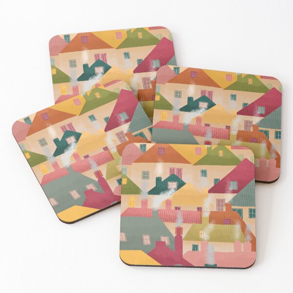 Item preview, Fall colorful roofs designed and sold by Lovelypostcard.