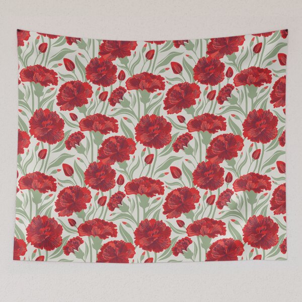 Item preview, Red carnation flowers // beige background vivid red coral and sage green clove flowers designed and sold by SelmaCardoso.