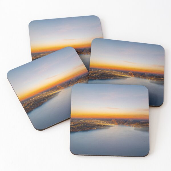 Item preview, Aerial View over Mountain and Lake and City Lucerne in a Dusk with Light Trails  designed and sold by Mats Silvan.