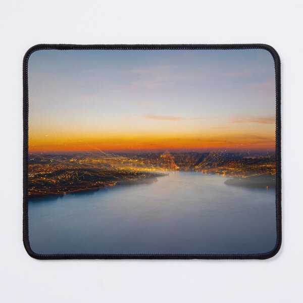 Item preview, Aerial View over Mountain and Lake and City Lucerne in a Dusk with Light Trails designed and sold by Mats Silvan.