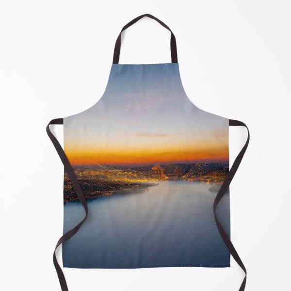 Item preview, Aerial View over Mountain and Lake and City Lucerne in a Dusk with Light Trails designed and sold by Mats Silvan.