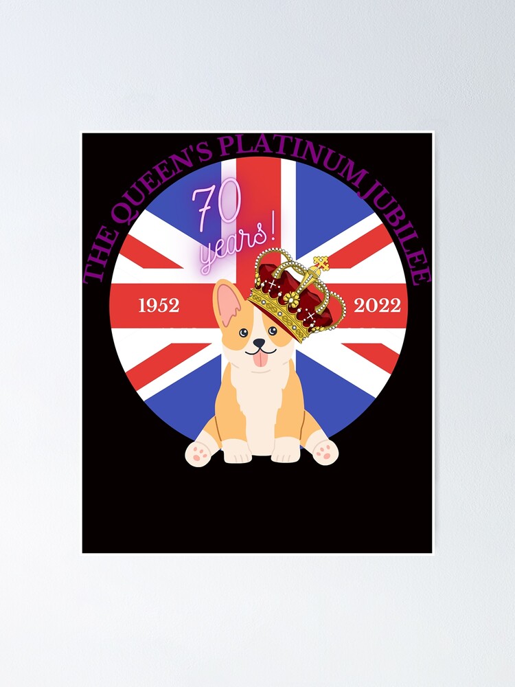Königliches Jubiläum T-Shirt T-Shirt Queen Elizabeth II Platinum Jubilee 2022 – Mit Corgi, Union Jack Und Krone | Einzigartiges Andenken Aus Großbritannien Queen Elizabeth II T-Shirt