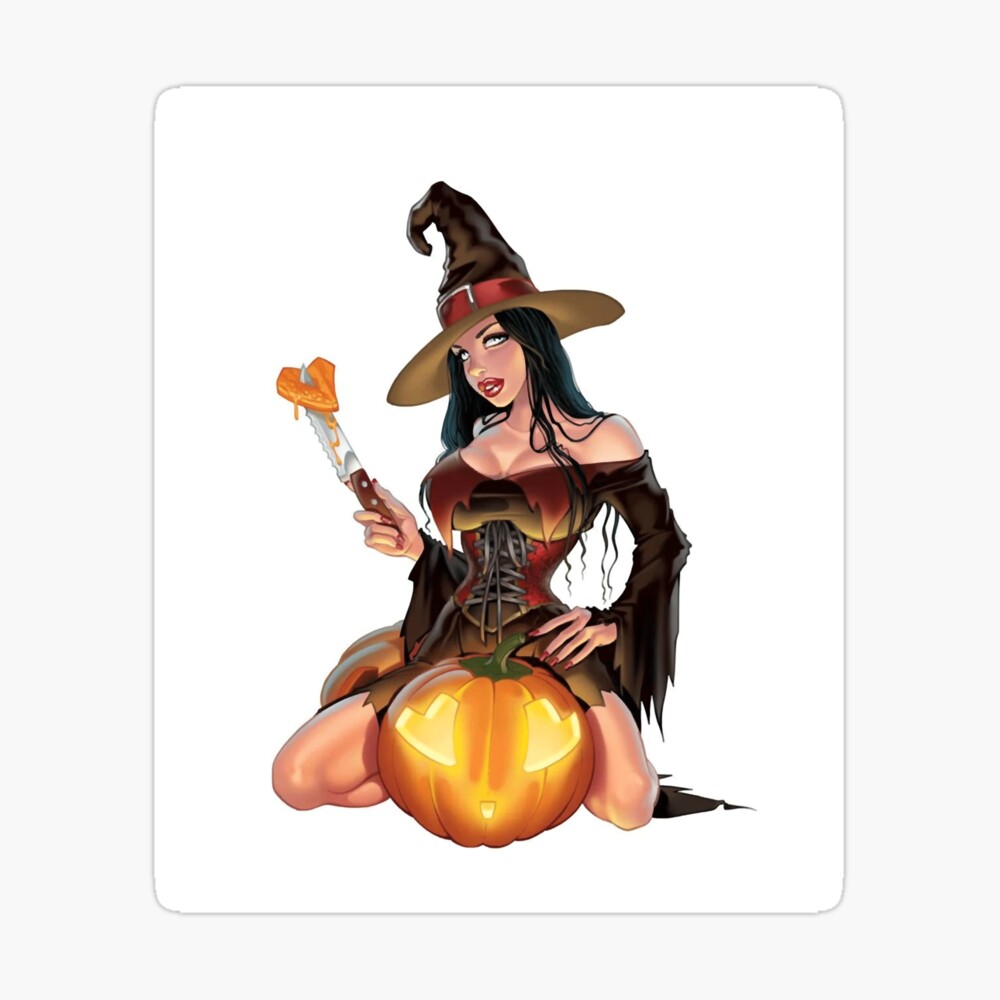 Hot witch Girl pumpkin Halloween 