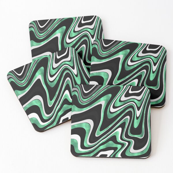 Item preview, Green Gray Abstract Swirl Retro Black Pattern designed and sold by InovArtS.