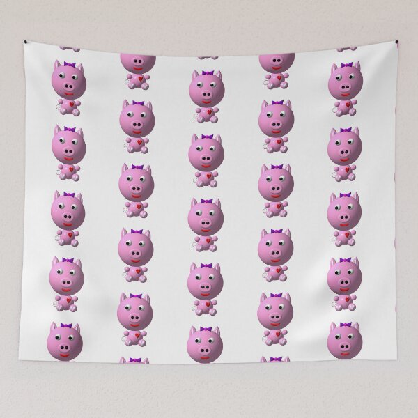 Item preview, Cute pink pig wearing a purple bow designed and sold by Artist4God.